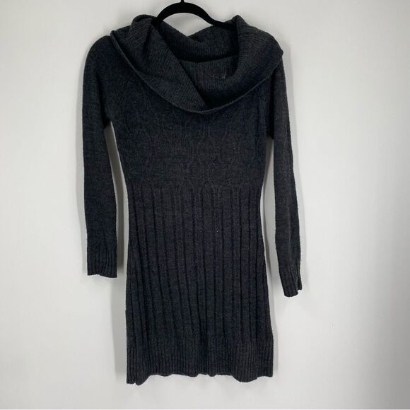 BCX Dress Women’s Cowl Neck Long Sleeve Knit Mini Sweater Dress size S Gray - Picture 1 of 4